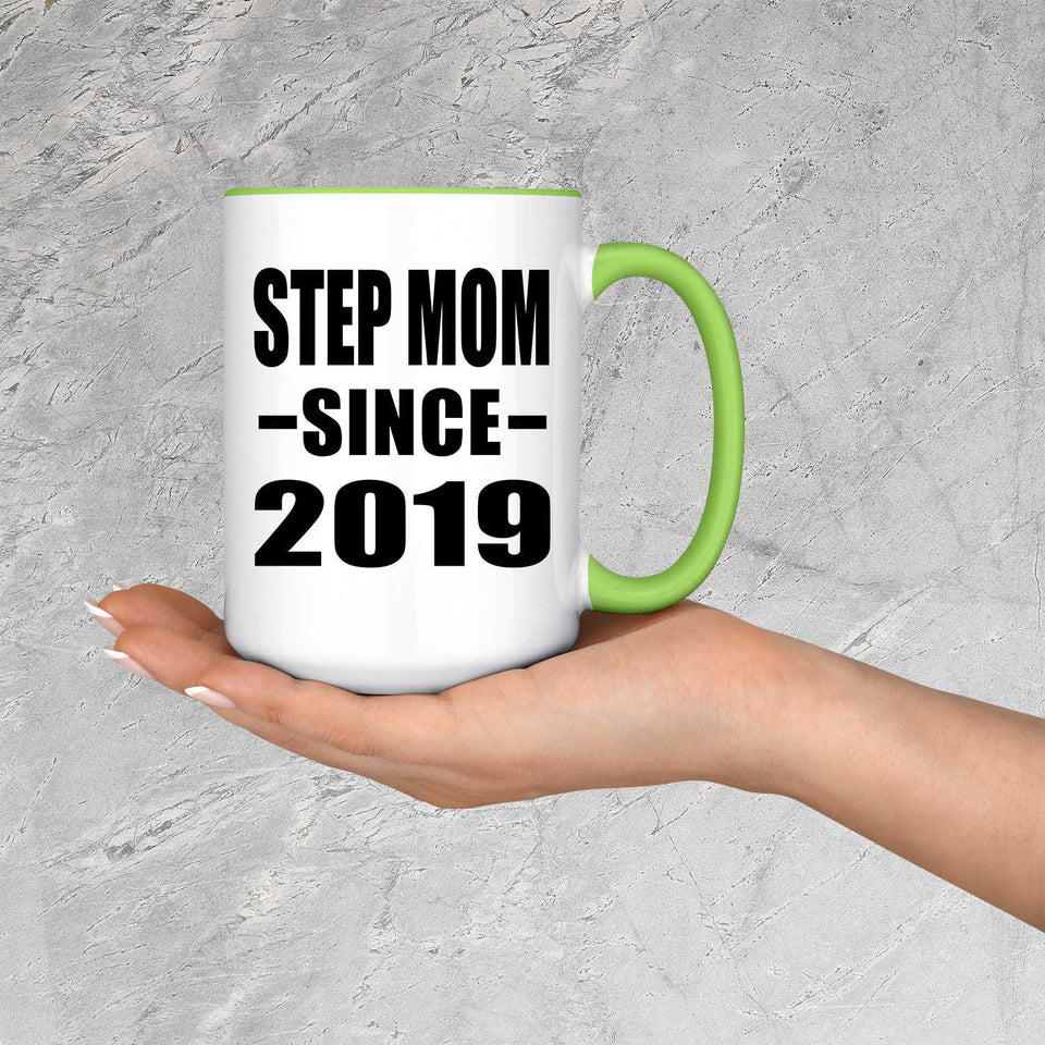 Step Mom Since 2019 - 15oz Accent Mug Green