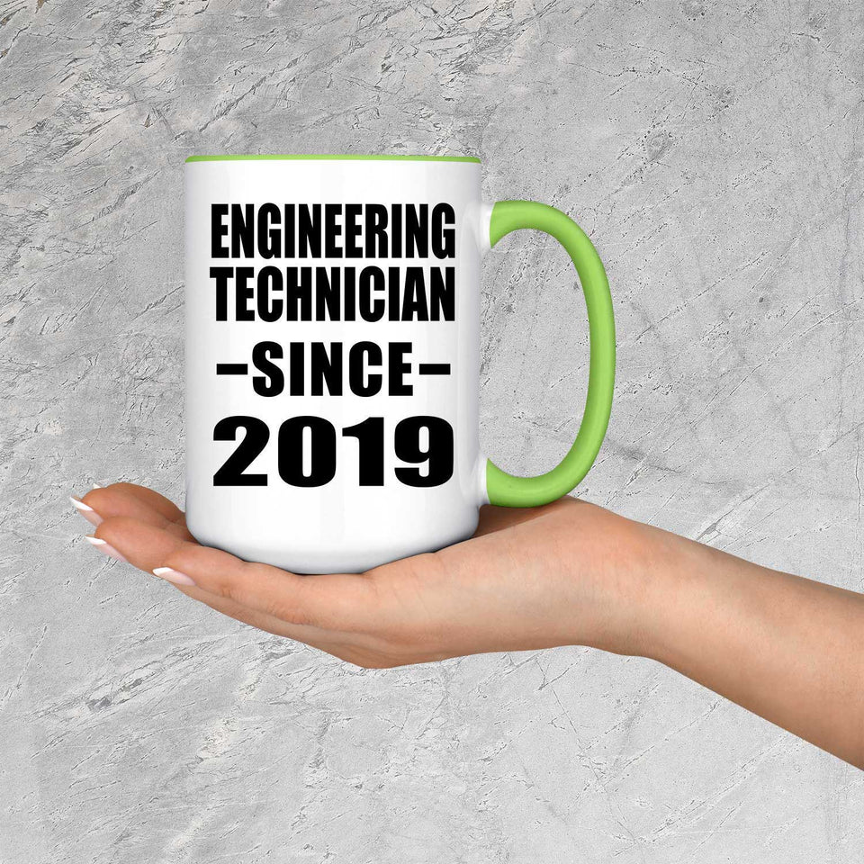 Engineering Technician Since 2019 - 15oz Accent Mug Green