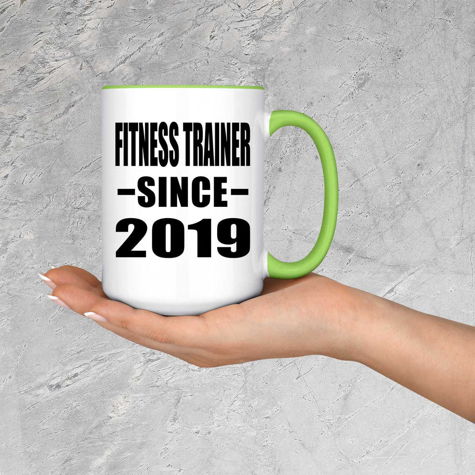 Fitness Trainer Since 2019 - 15oz Accent Mug Green