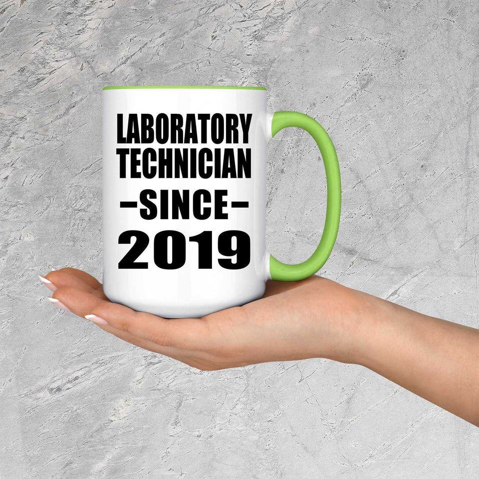 Laboratory Technician Since 2019 - 15oz Accent Mug Green