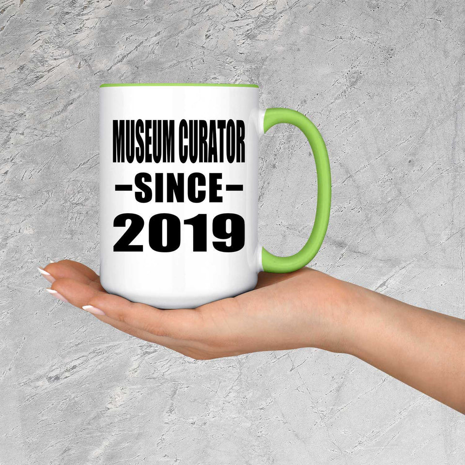 Museum Curator Since 2019 - 15oz Accent Mug Green