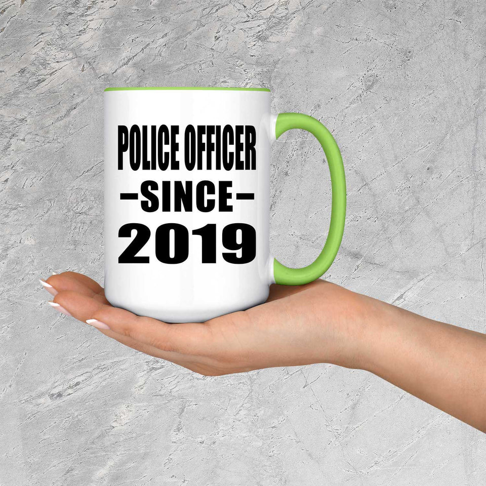 Police Officer Since 2019 - 15oz Accent Mug Green