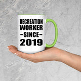 Recreation Worker Since 2019 - 15oz Accent Mug Green