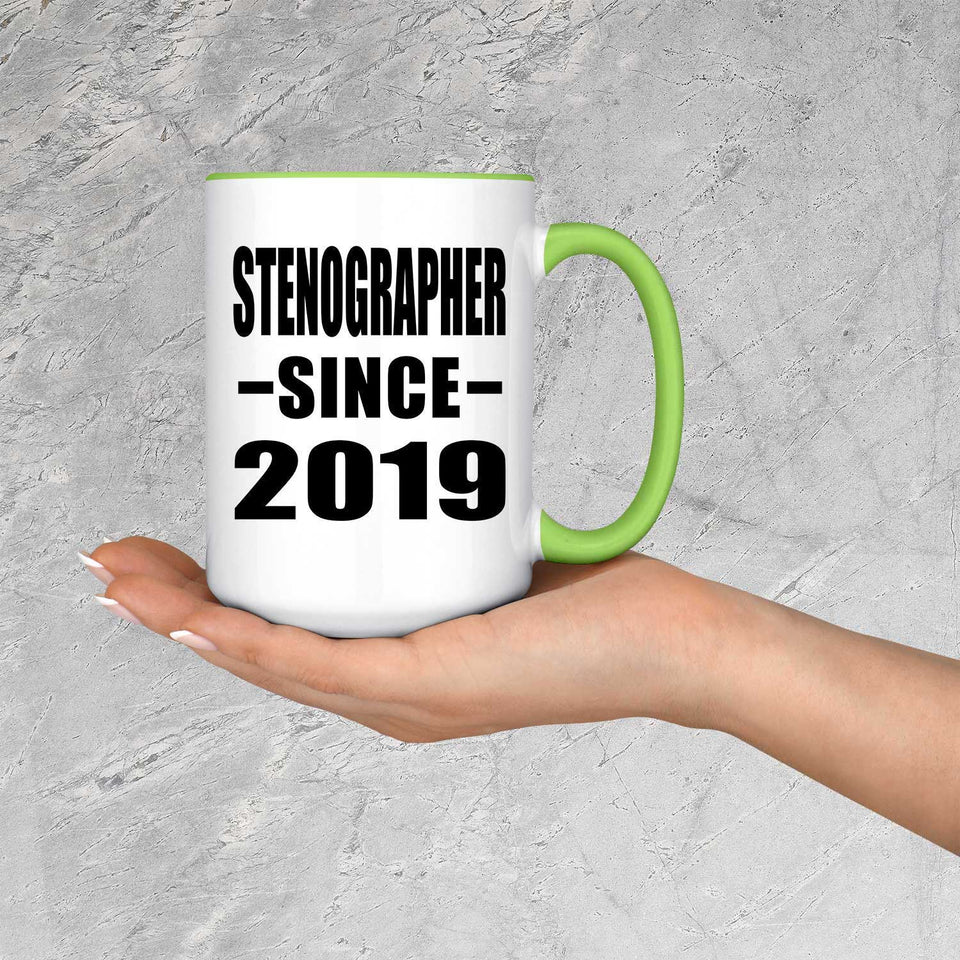 Stenographer Since 2019 - 15oz Accent Mug Green