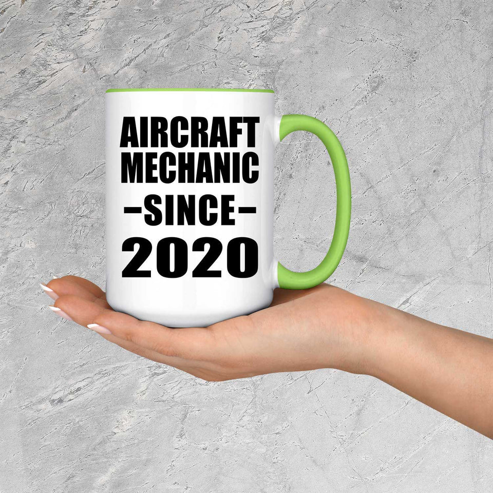 Aircraft Mechanic Since 2020 - 15oz Accent Mug Green