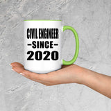 Civil Engineer Since 2020 - 15oz Accent Mug Green
