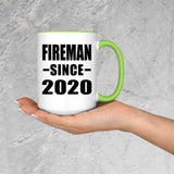 Fireman Since 2020 - 15oz Accent Mug Green