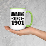 123rd Birthday Amazing Since 1901 - 15oz Accent Mug Green