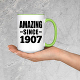 117th Birthday Amazing Since 1907 - 15oz Accent Mug Green