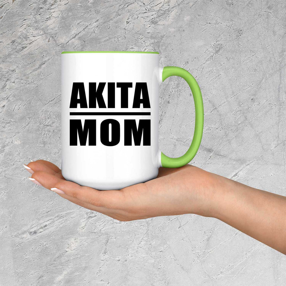 Akita Mom - 15oz Accent Mug Green