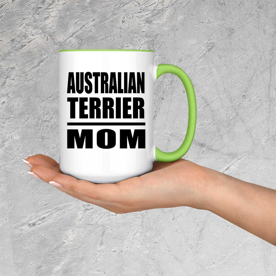 Australian Terrier Mom - 15oz Accent Mug Green