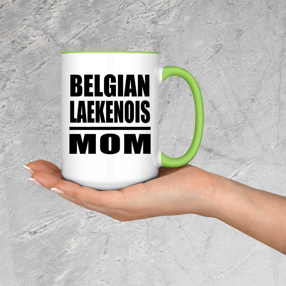 Belgian Laekenois Mom - 15oz Accent Mug Green