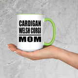 Cardigan Welsh Corgi Mom - 15oz Accent Mug Green