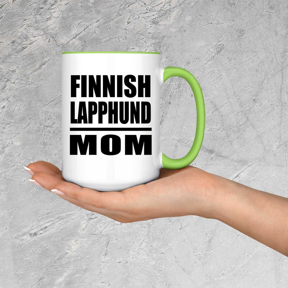 Finnish Lapphund Mom - 15oz Accent Mug Green