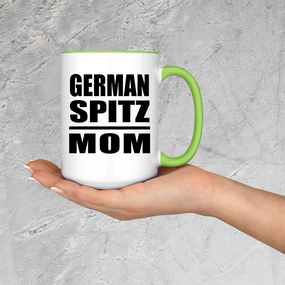 German Spitz Mom - 15oz Accent Mug Green