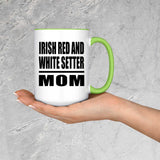 Irish Red And White Setter Mom - 15oz Accent Mug Green