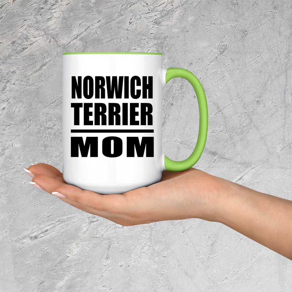 Norwich Terrier Mom - 15oz Accent Mug Green