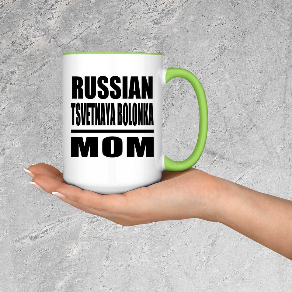 Russian Tsvetnaya Bolonka Mom - 15oz Accent Mug Green