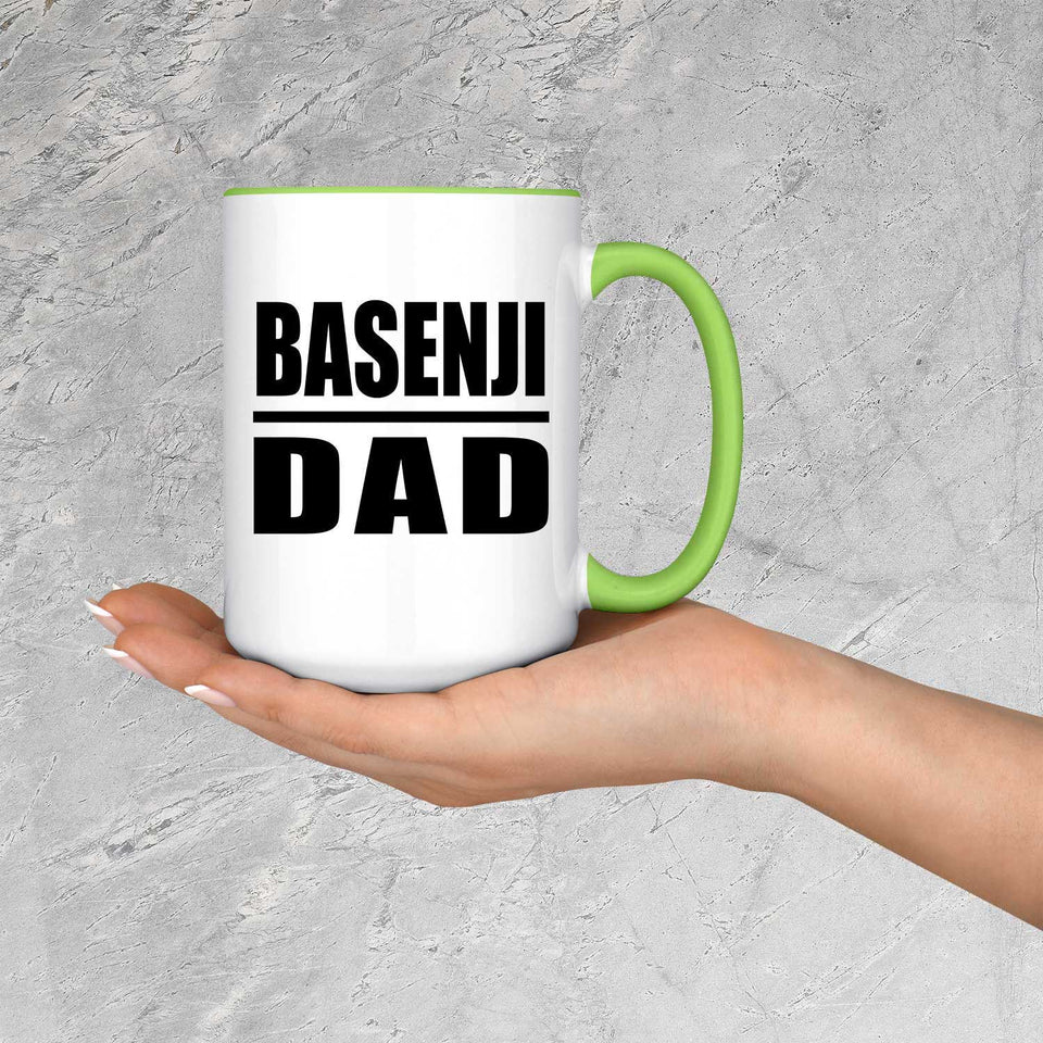 Basenji Dad - 15oz Accent Mug Green