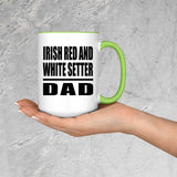 Irish Red And White Setter Dad - 15oz Accent Mug Green