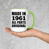 63rd Birthday Made in 1961 All Parts Original - 15oz Accent Mug Green