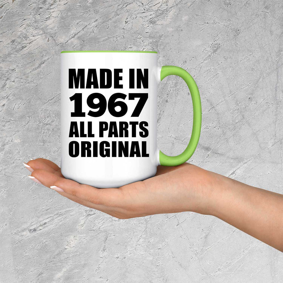 57th Birthday Made in 1967 All Parts Original - 15oz Accent Mug Green
