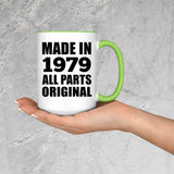 45th Birthday Made in 1979 All Parts Original - 15oz Accent Mug Green