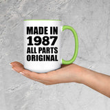 37th Birthday Made in 1987 All Parts Original - 15oz Accent Mug Green