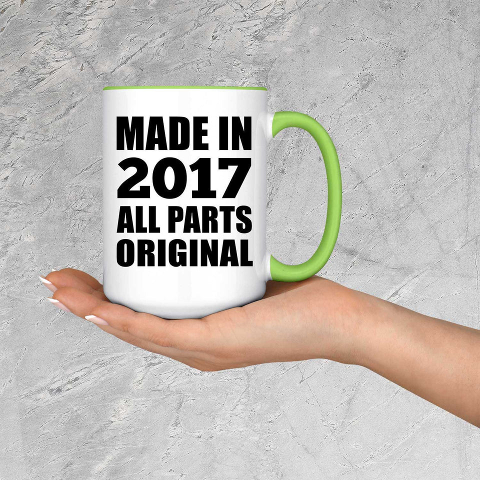 7th Birthday Made in 2017 All Parts Original - 15oz Accent Mug Green