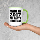 7th Birthday Made in 2017 All Parts Original - 15oz Accent Mug Green