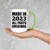 1st Birthday Made in 2023 All Parts Original - 15oz Accent Mug Green