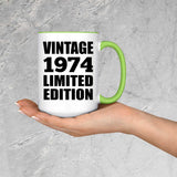 50th Birthday Vintage 1974 Limited Edition - 15oz Accent Mug Green