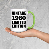 44th Birthday Vintage 1980 Limited Edition - 15oz Accent Mug Green
