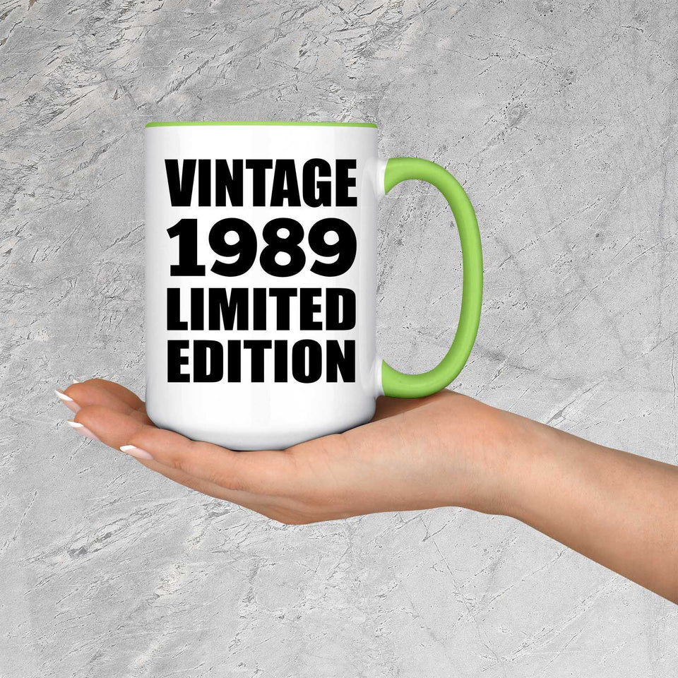 35th Birthday Vintage 1989 Limited Edition - 15oz Accent Mug Green