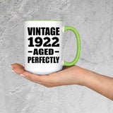 102nd Birthday Vintage 1922 Aged Perfectly - 15oz Accent Mug Green