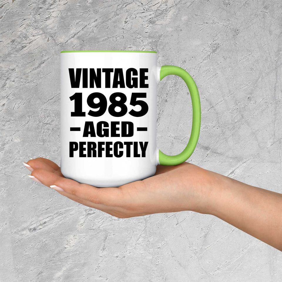 39th Birthday Vintage 1985 Aged Perfectly - 15oz Accent Mug Green
