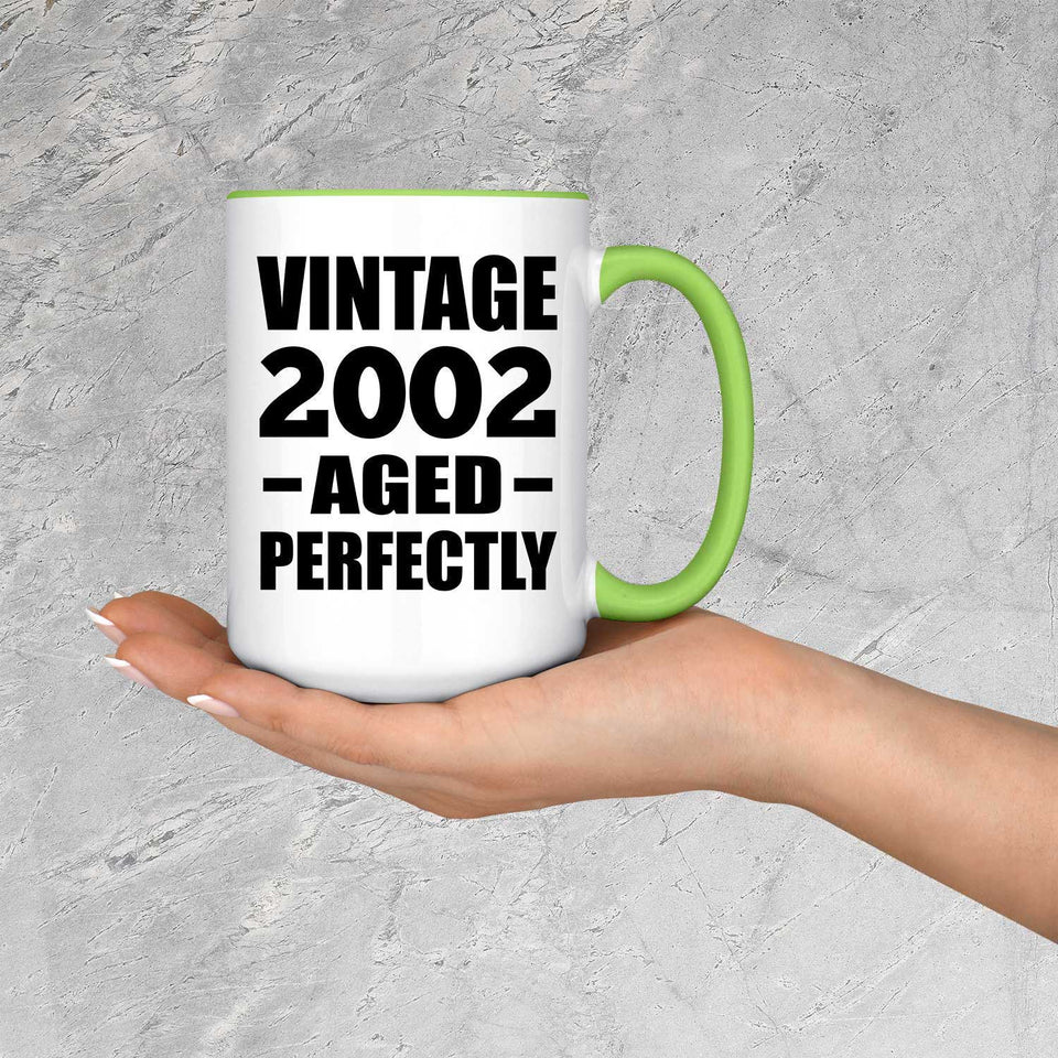 22nd Birthday Vintage 2002 Aged Perfectly - 15oz Accent Mug Green