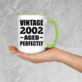 22nd Birthday Vintage 2002 Aged Perfectly - 15oz Accent Mug Green