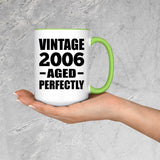 18th Birthday Vintage 2006 Aged Perfectly - 15oz Accent Mug Green