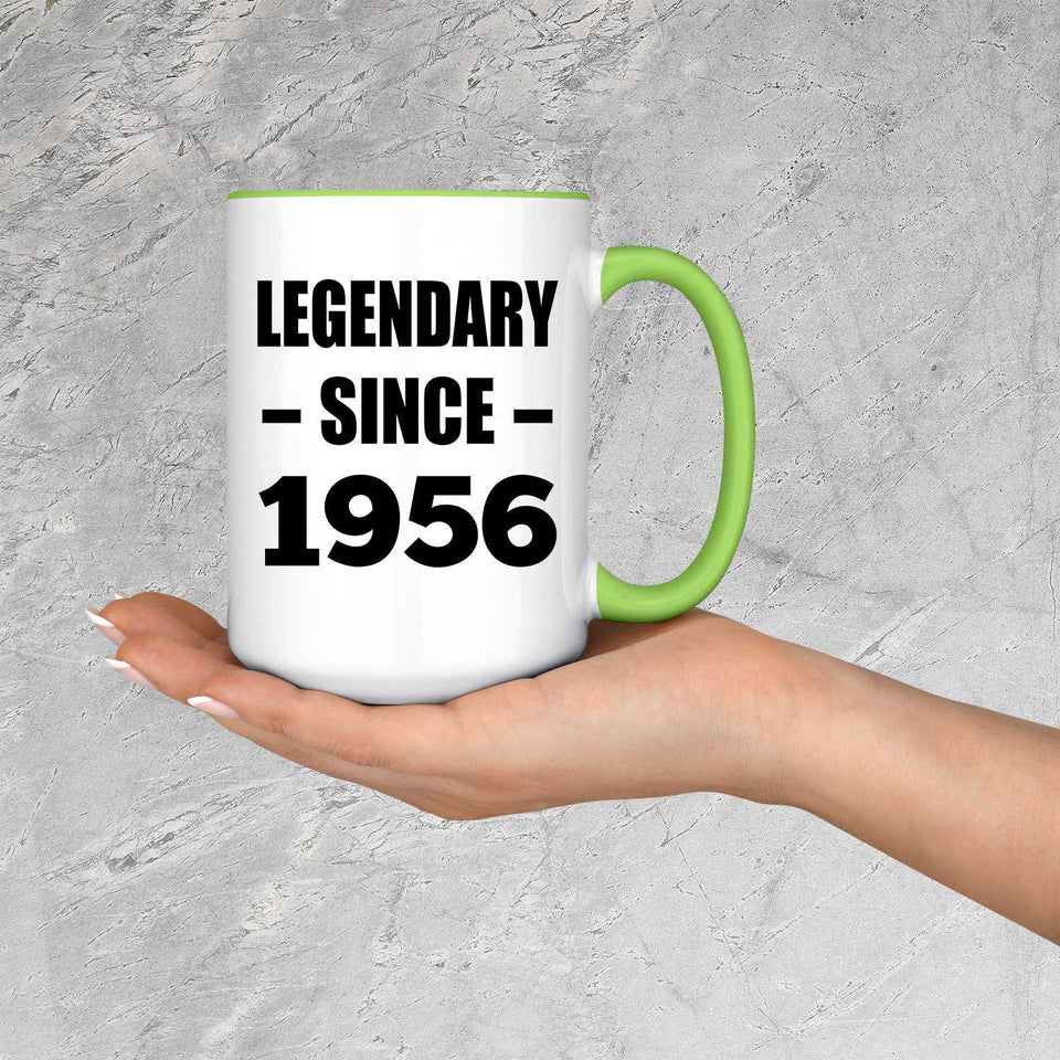 68th Birthday Legendary Since 1956 - 15oz Accent Mug Green