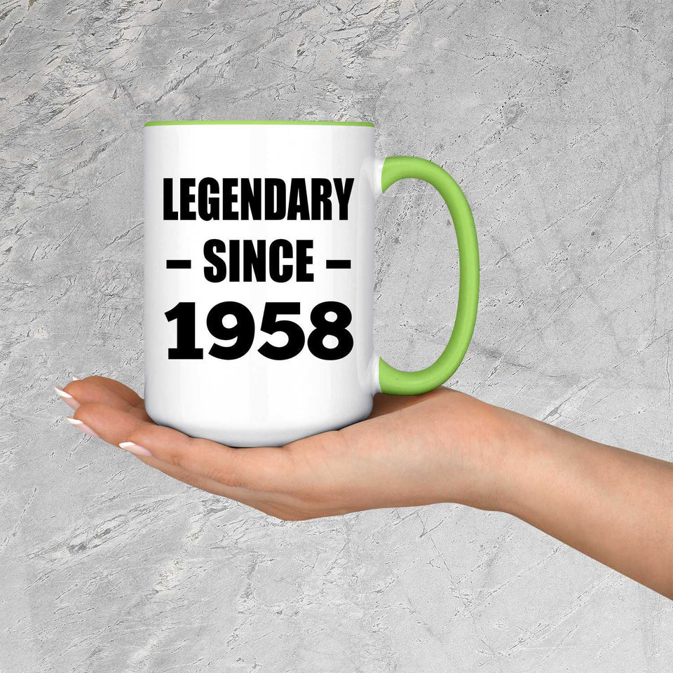66th Birthday Legendary Since 1958 - 15oz Accent Mug Green