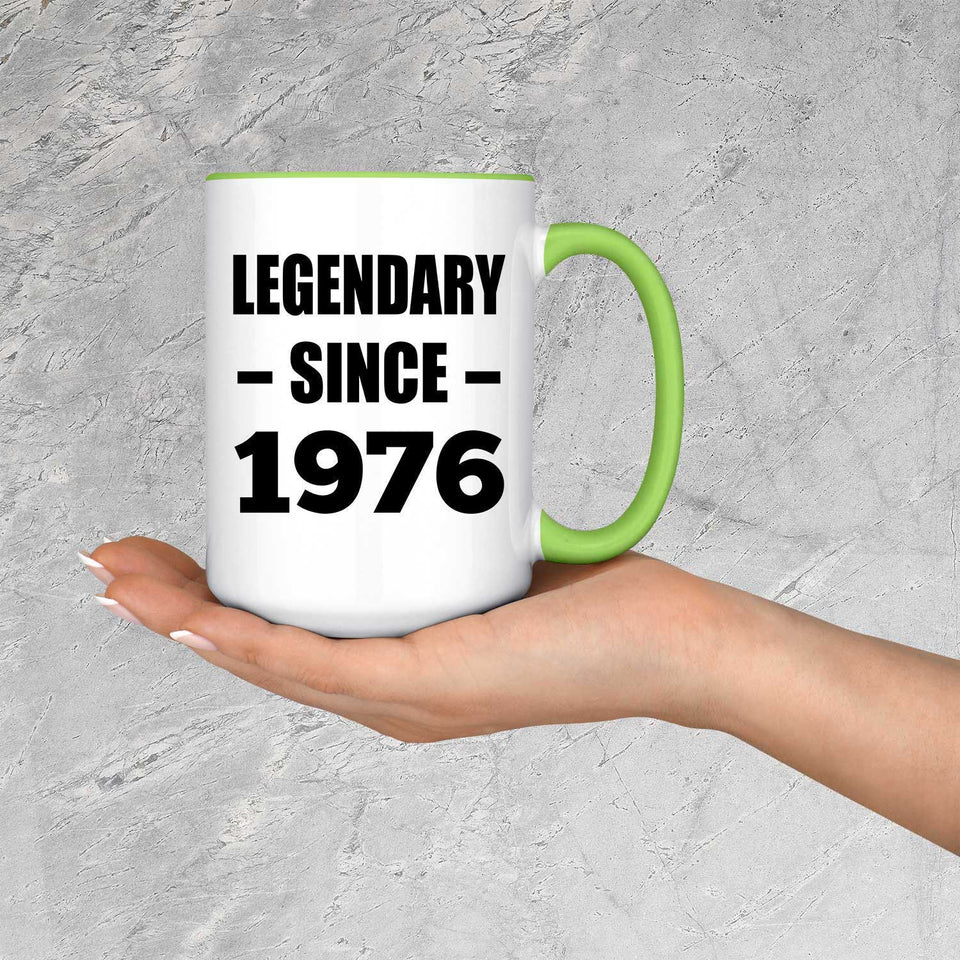48th Birthday Legendary Since 1976 - 15oz Accent Mug Green