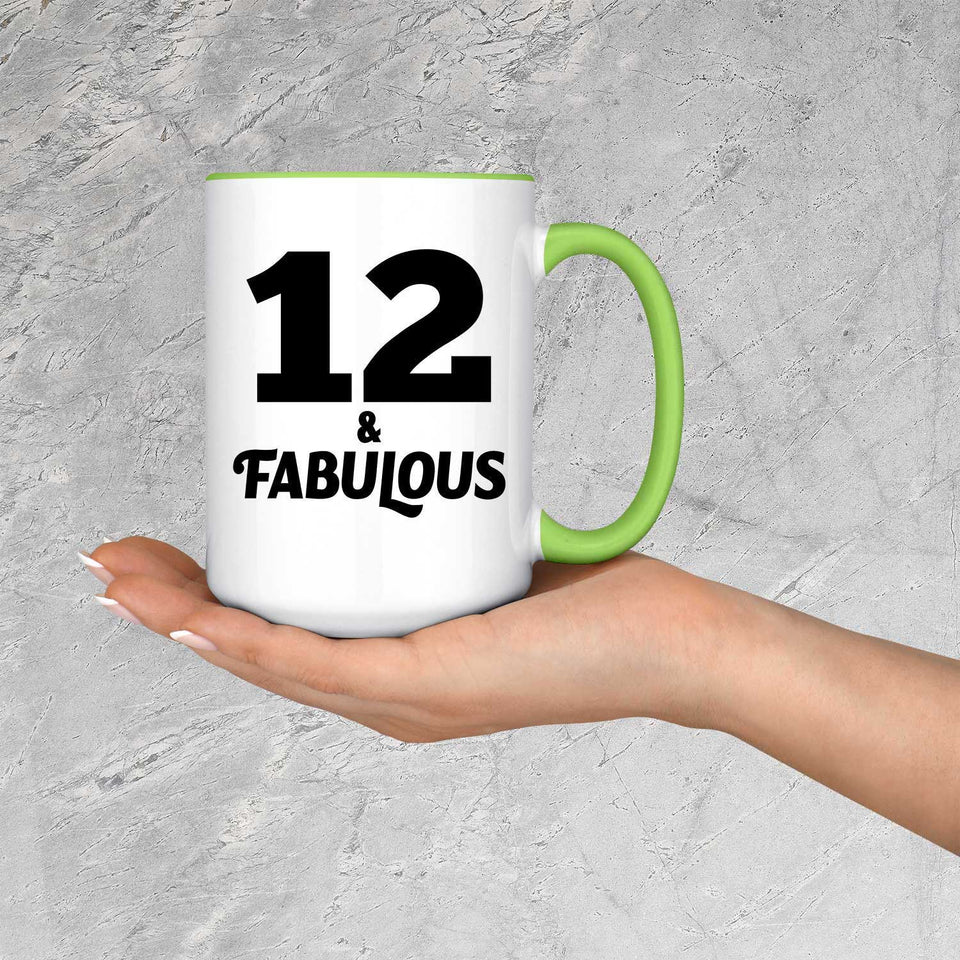 12th Birthday 12 & Fabulous - 15oz Accent Mug Green