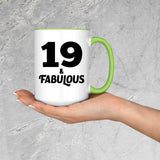 19th Birthday 19 & Fabulous - 15oz Accent Mug Green