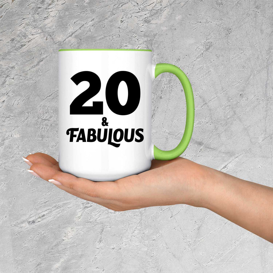 20th Birthday 20 & Fabulous - 15oz Accent Mug Green