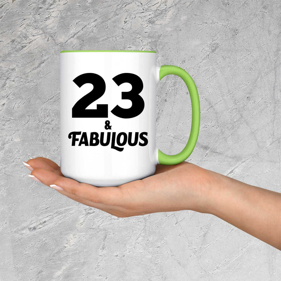 23rd Birthday 23 & Fabulous - 15oz Accent Mug Green