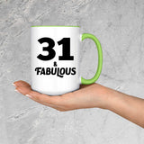 31st Birthday 31 & Fabulous - 15oz Accent Mug Green