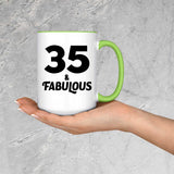35th Birthday 35 & Fabulous - 15oz Accent Mug Green
