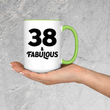 38th Birthday 38 & Fabulous - 15oz Accent Mug Green