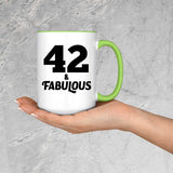 42nd Birthday 42 & Fabulous - 15oz Accent Mug Green